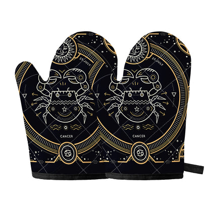 Vintage Cancer Zodiac Sign Print Oven Mitts