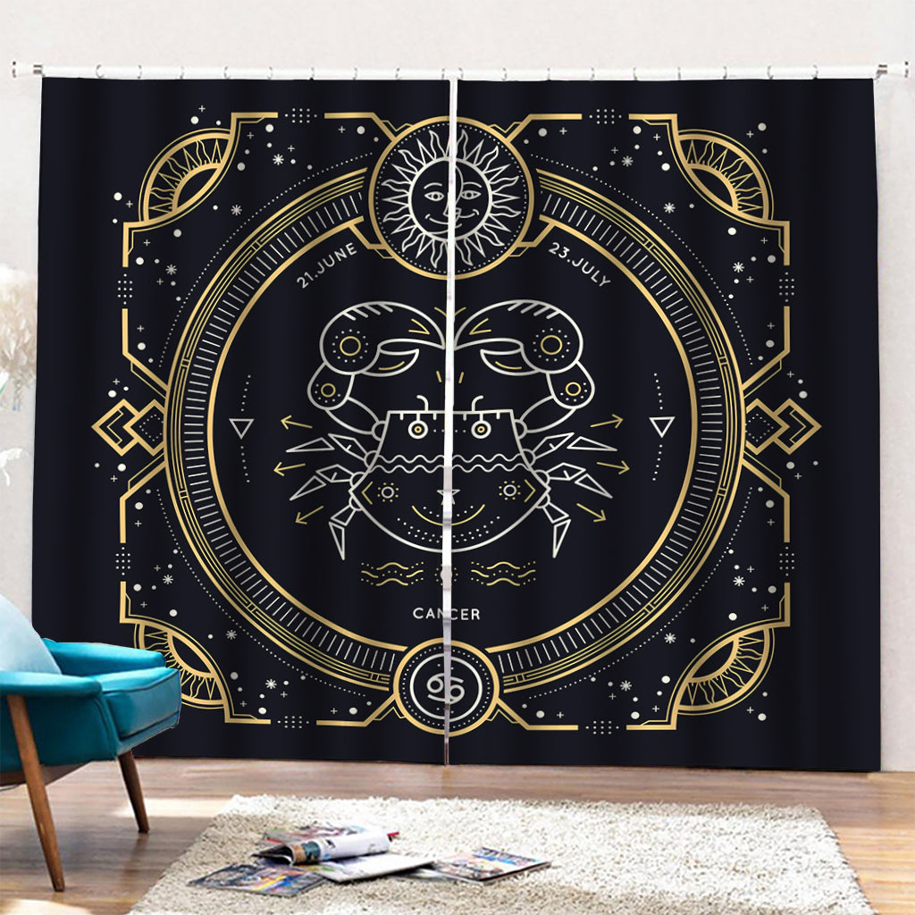 Vintage Cancer Zodiac Sign Print Pencil Pleat Curtains