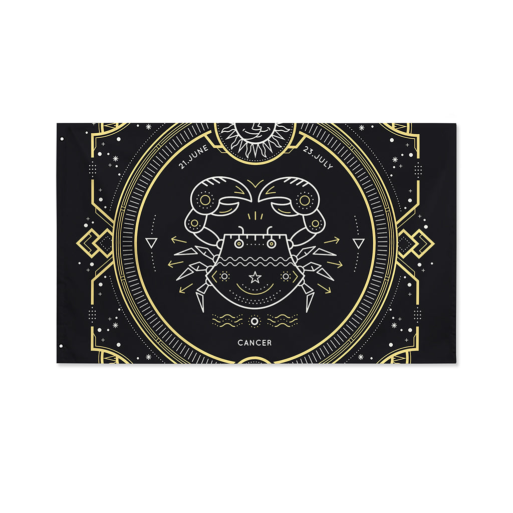 Vintage Cancer Zodiac Sign Print Polyester Flag