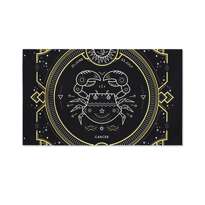 Vintage Cancer Zodiac Sign Print Polyester Flag
