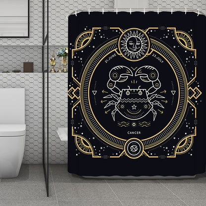 Vintage Cancer Zodiac Sign Print Polyester Shower Curtain
