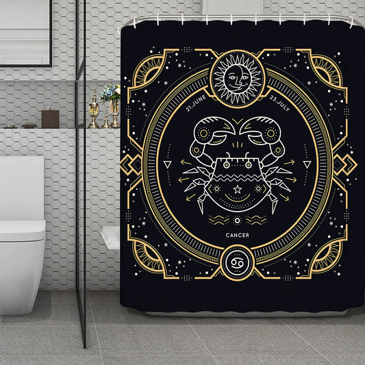 Vintage Cancer Zodiac Sign Print Polyester Shower Curtain