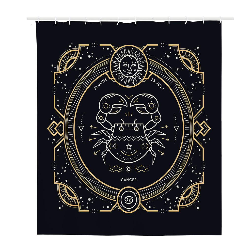 Vintage Cancer Zodiac Sign Print Polyester Shower Curtain