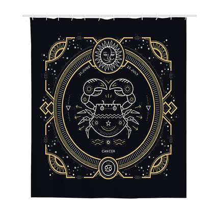 Vintage Cancer Zodiac Sign Print Polyester Shower Curtain