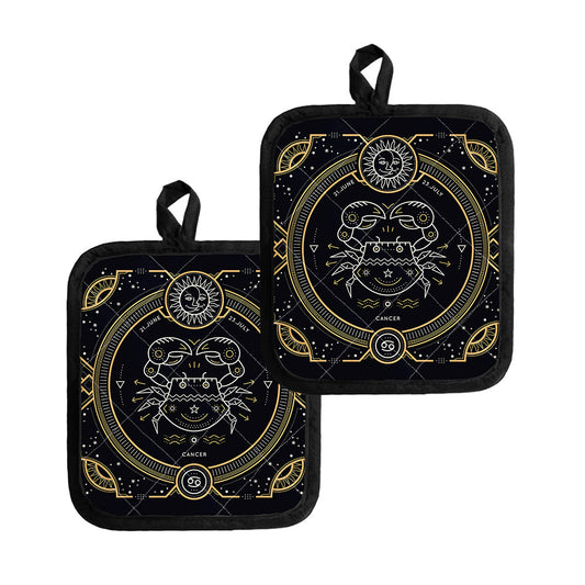 Vintage Cancer Zodiac Sign Print Pot Holders
