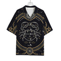 Vintage Cancer Zodiac Sign Print Rayon Hawaiian Shirt
