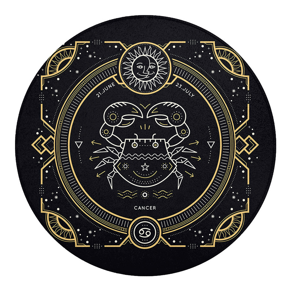 Vintage Cancer Zodiac Sign Print Round Blanket