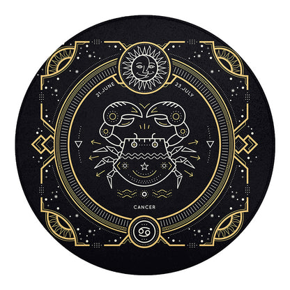 Vintage Cancer Zodiac Sign Print Round Blanket