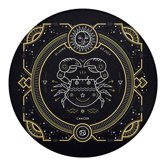 Vintage Cancer Zodiac Sign Print Round Blanket