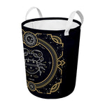 Vintage Cancer Zodiac Sign Print Round Laundry Basket