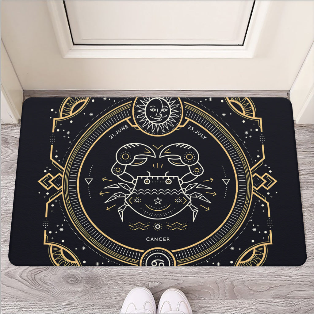 Vintage Cancer Zodiac Sign Print Rubber Doormat