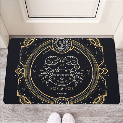Vintage Cancer Zodiac Sign Print Rubber Doormat