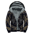 Vintage Cancer Zodiac Sign Print Sherpa Lined Zip Up Hoodie