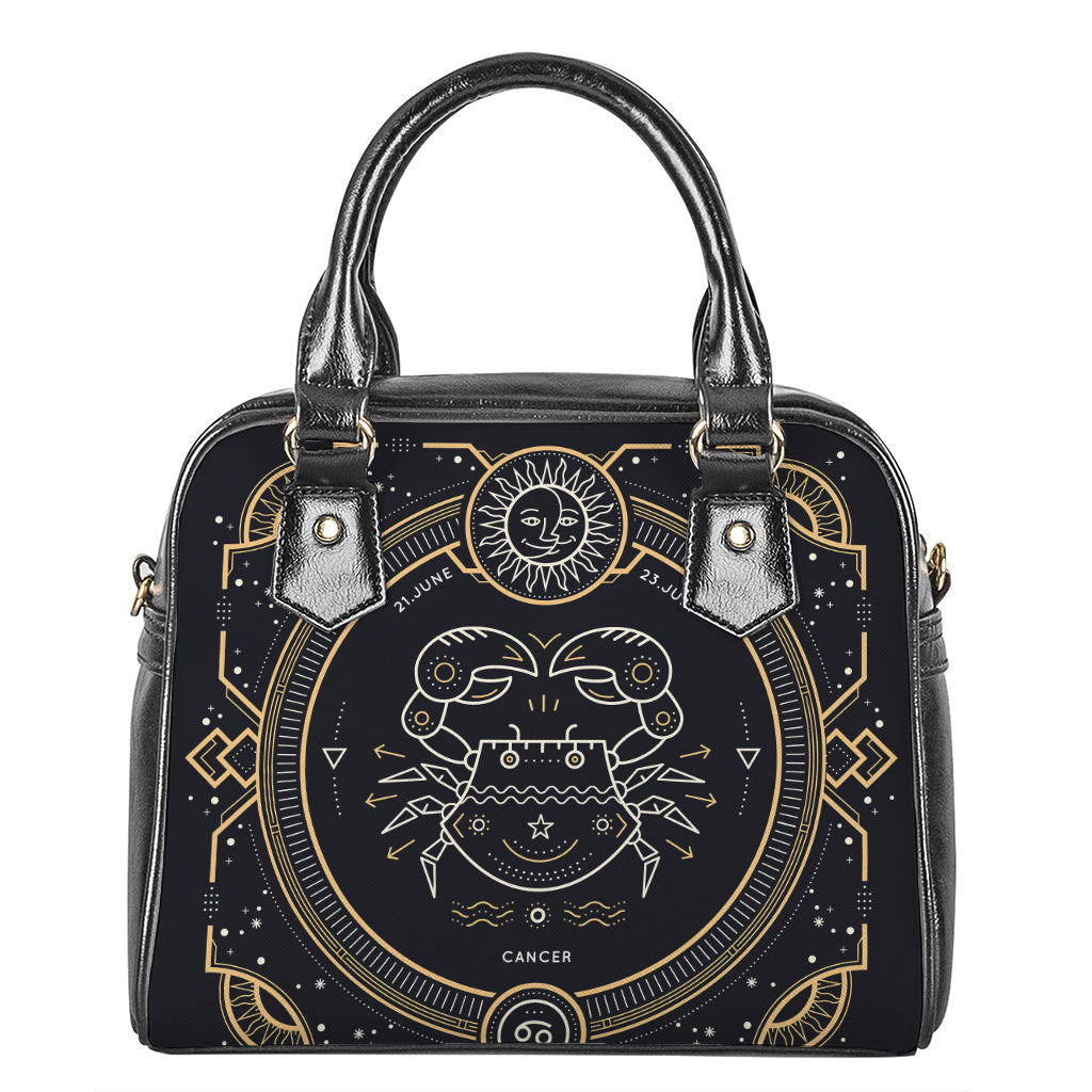 Vintage Cancer Zodiac Sign Print Shoulder Handbag