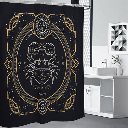 Vintage Cancer Zodiac Sign Print Shower Curtain