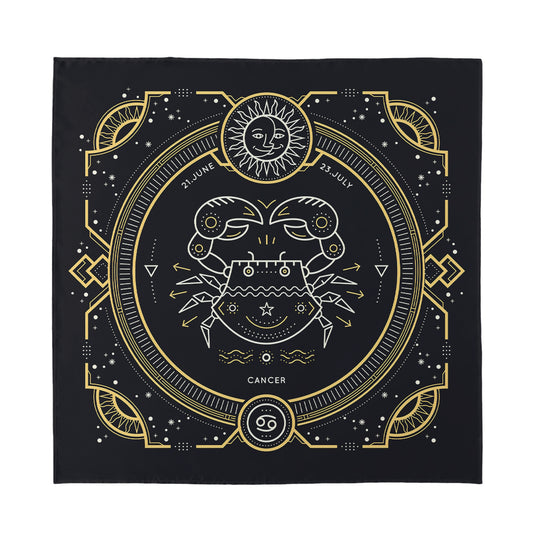 Vintage Cancer Zodiac Sign Print Silk Bandana