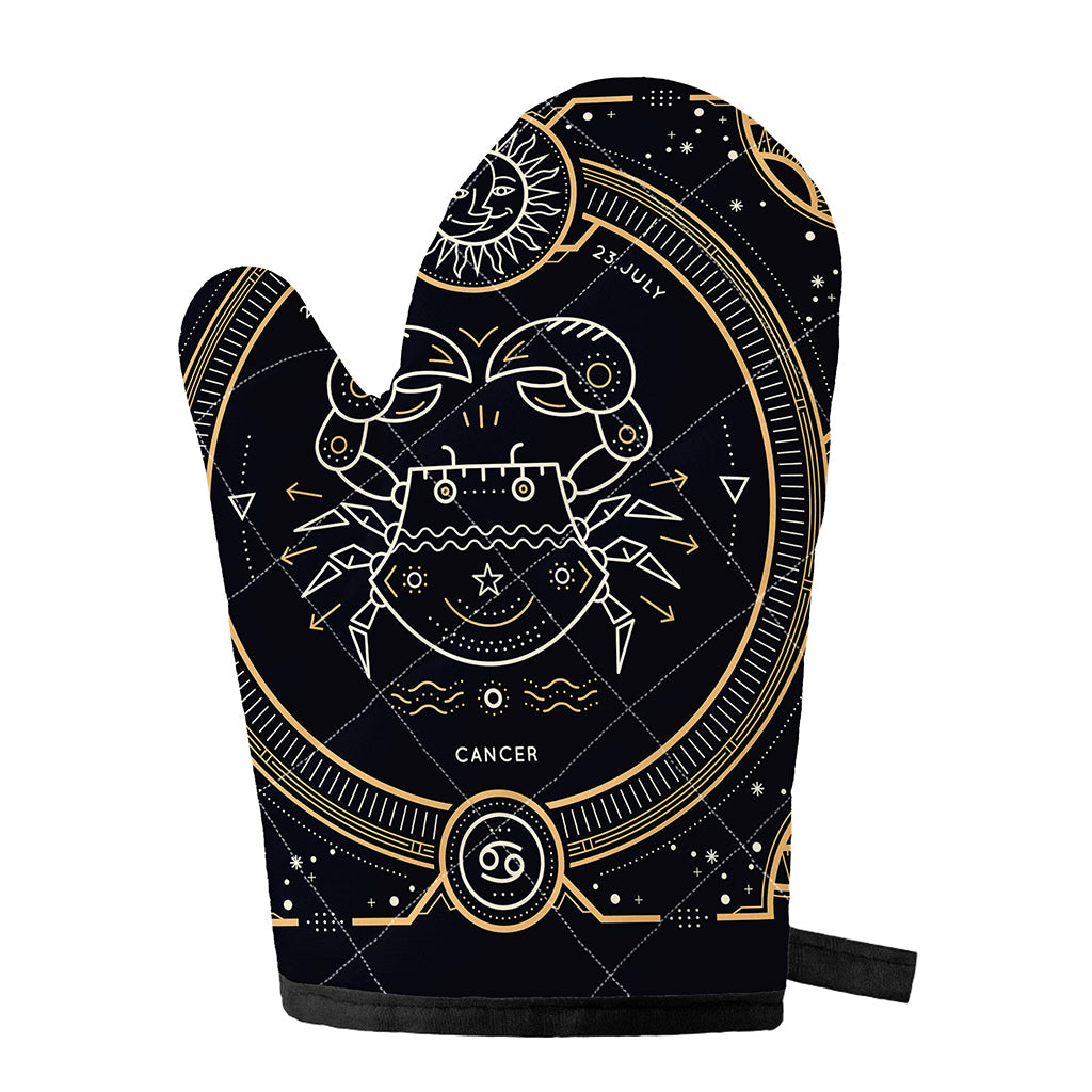 Vintage Cancer Zodiac Sign Print Single Oven Mitt