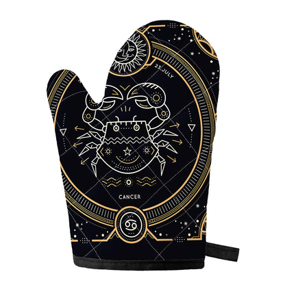 Vintage Cancer Zodiac Sign Print Single Oven Mitt