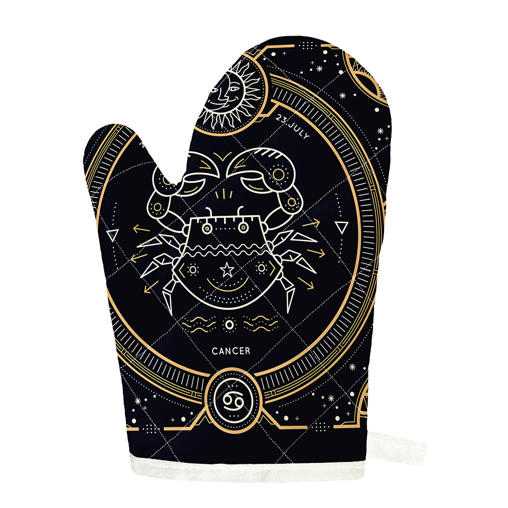 Vintage Cancer Zodiac Sign Print Single Oven Mitt