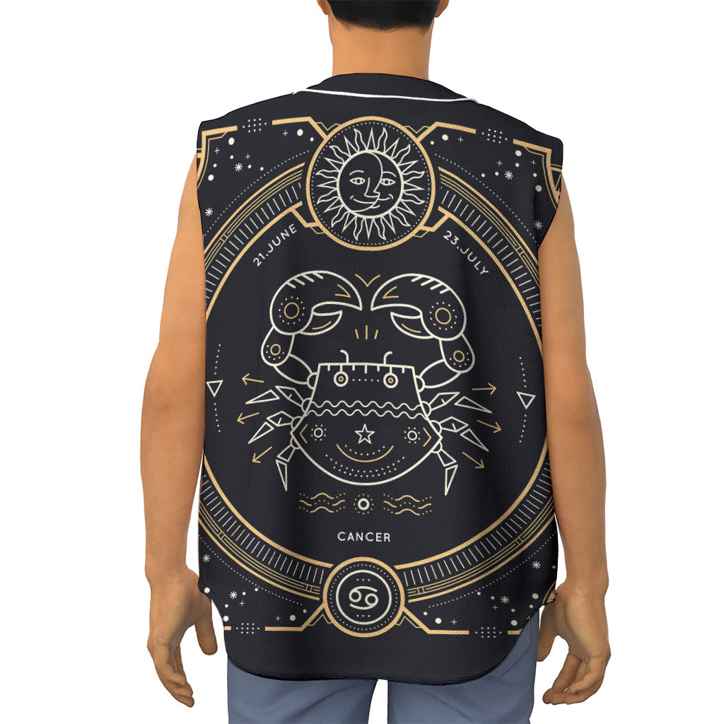 Vintage Cancer Zodiac Sign Print Sleeveless Baseball Jersey