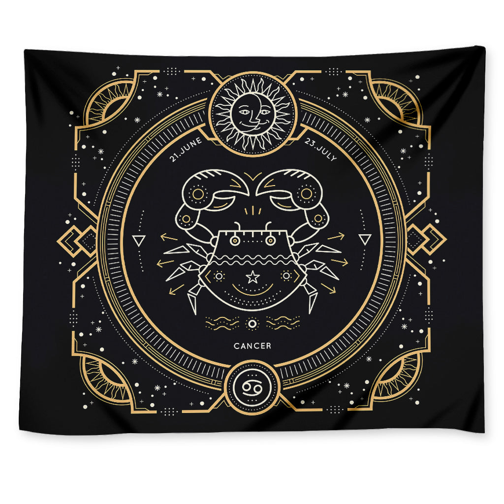 Vintage Cancer Zodiac Sign Print Tapestry