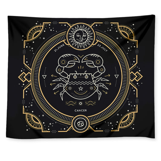 Vintage Cancer Zodiac Sign Print Tapestry