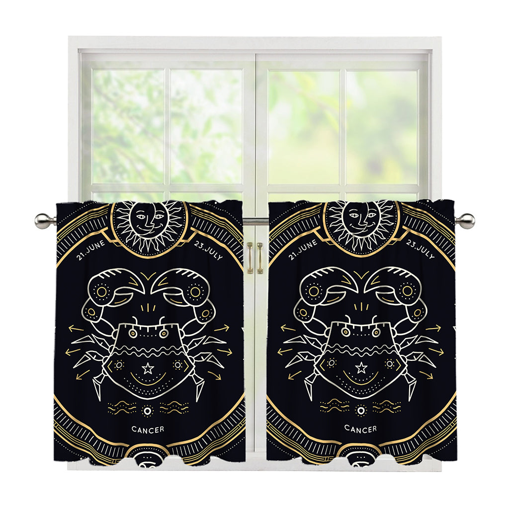 Vintage Cancer Zodiac Sign Print Tier Curtains