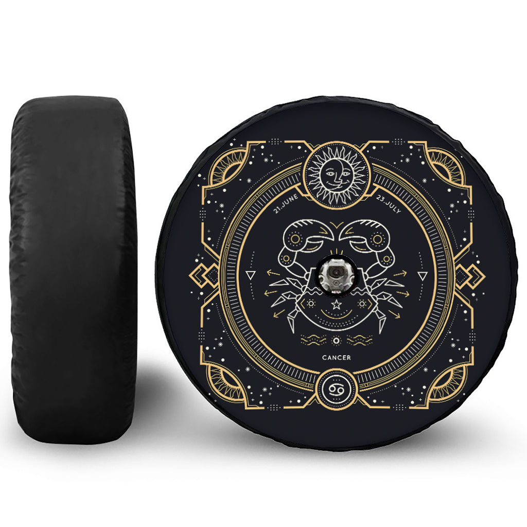 Vintage Cancer Zodiac Sign Print Tire Cover With Camera Hole