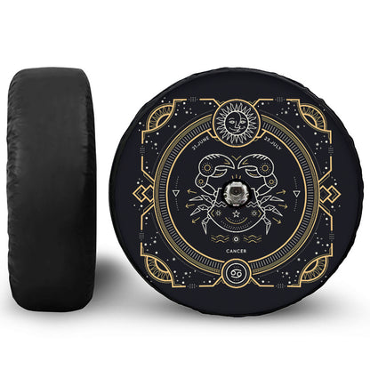 Vintage Cancer Zodiac Sign Print Tire Cover With Camera Hole