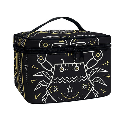 Vintage Cancer Zodiac Sign Print Travel Makeup Bag