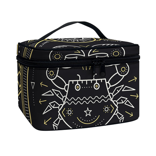 Vintage Cancer Zodiac Sign Print Travel Makeup Bag