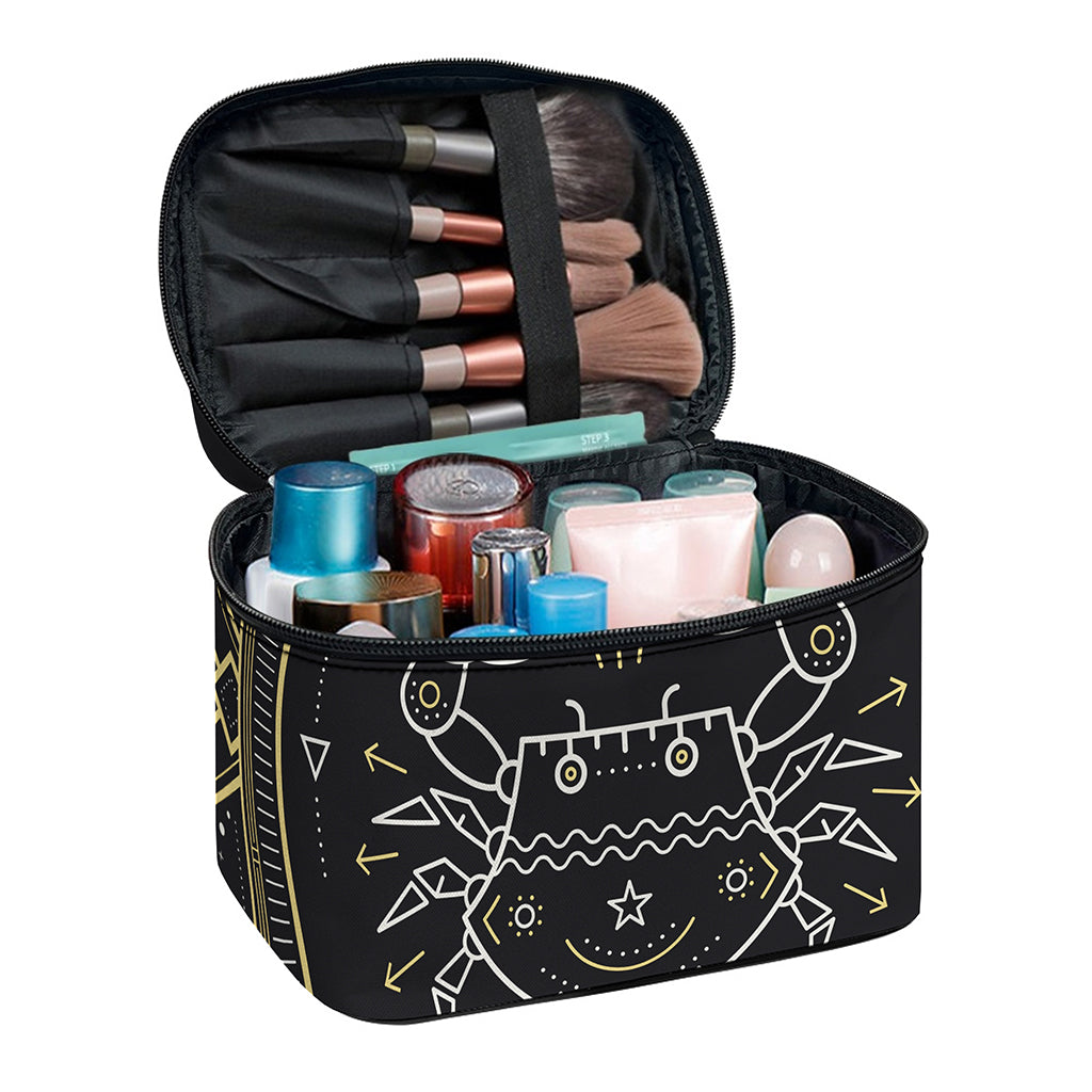 Vintage Cancer Zodiac Sign Print Travel Makeup Bag