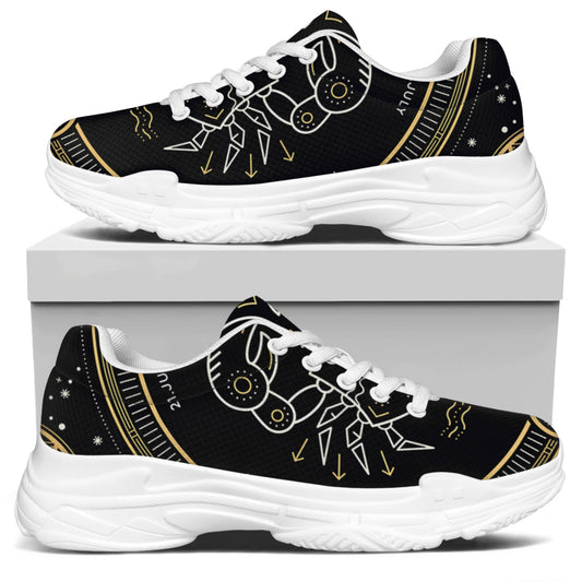 Vintage Cancer Zodiac Sign Print White Chunky Shoes