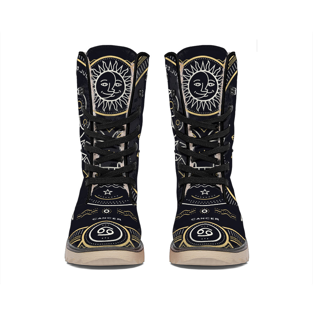 Vintage Cancer Zodiac Sign Print Winter Boots