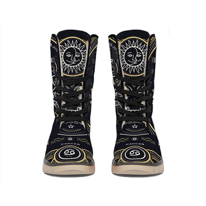 Vintage Cancer Zodiac Sign Print Winter Boots