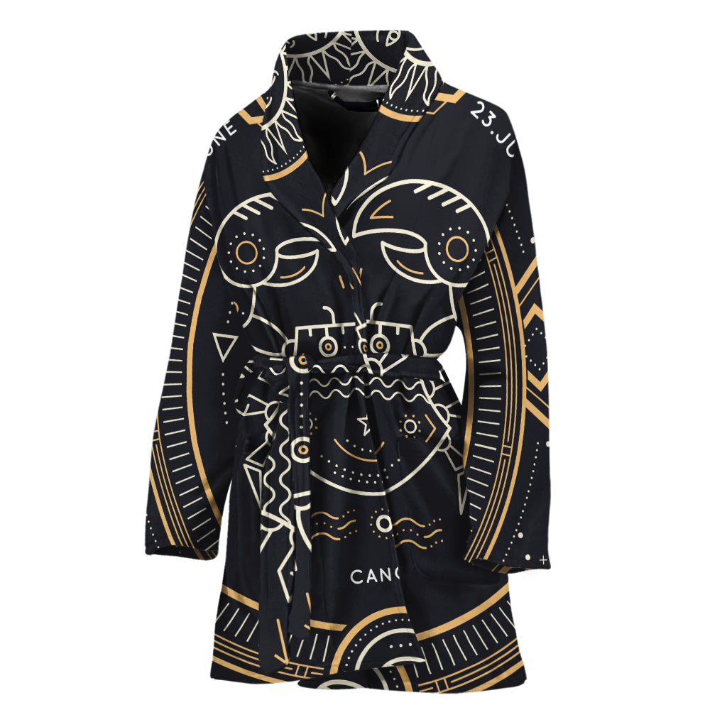 Vintage Cancer Zodiac Sign Print Women's Bathrobe