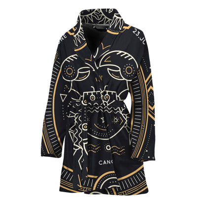 Vintage Cancer Zodiac Sign Print Women's Bathrobe