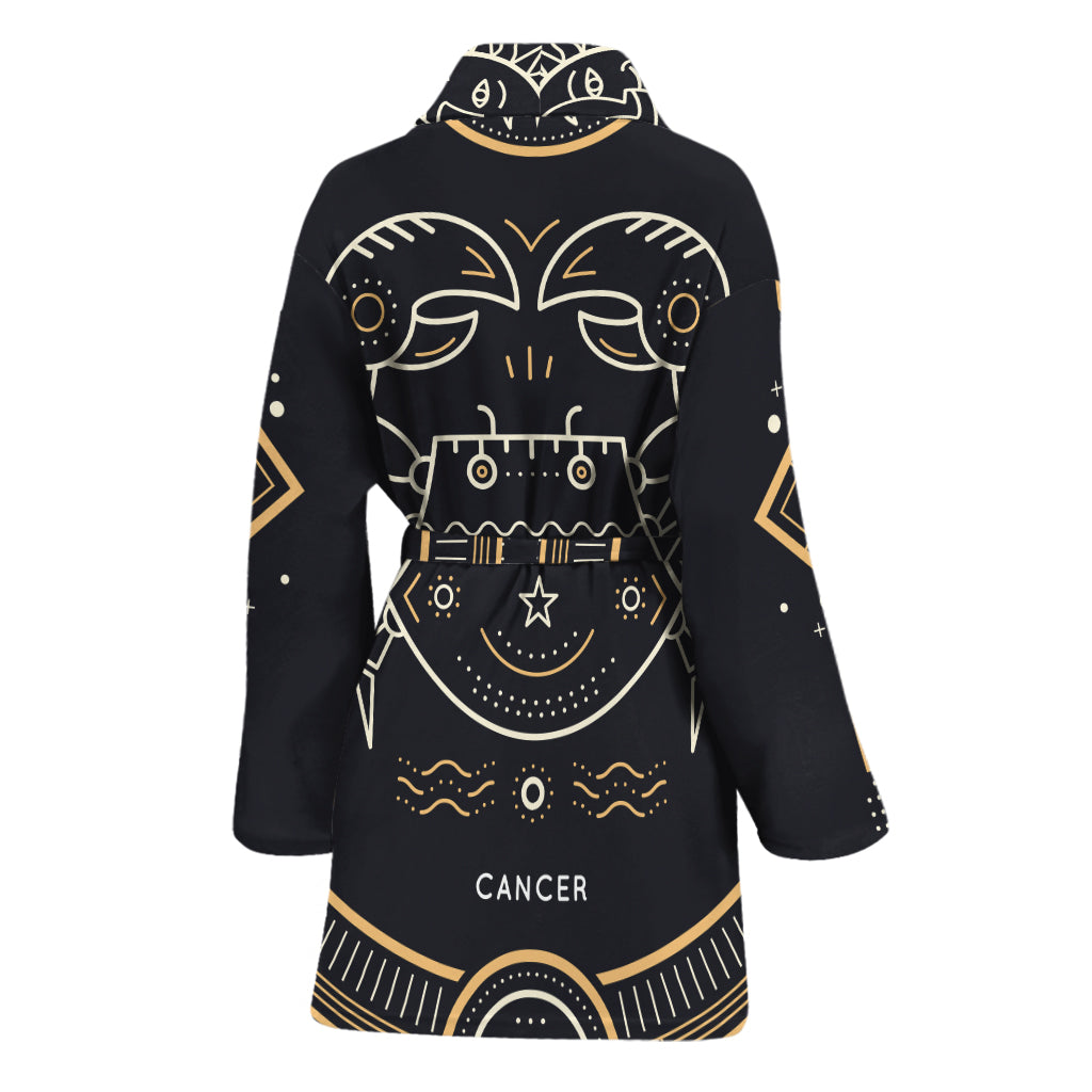 Vintage Cancer Zodiac Sign Print Women's Bathrobe