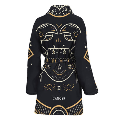 Vintage Cancer Zodiac Sign Print Women's Bathrobe