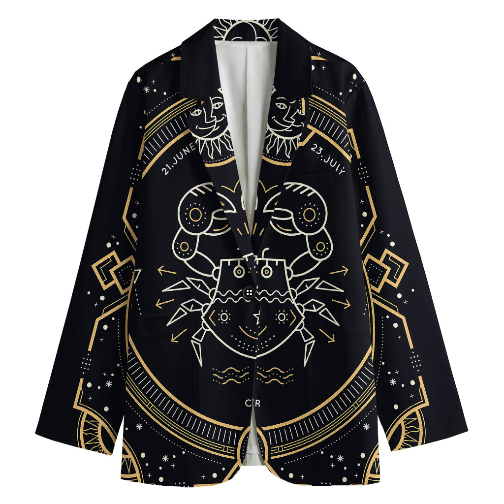 Vintage Cancer Zodiac Sign Print Women's Blazer