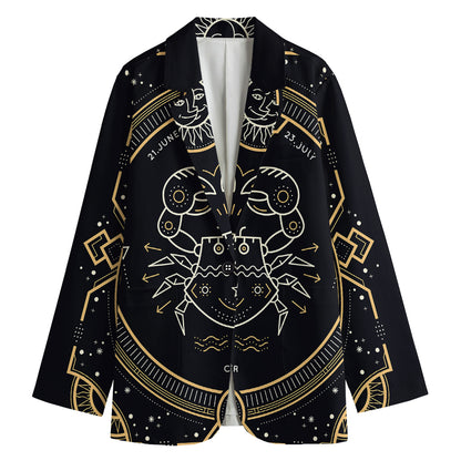Vintage Cancer Zodiac Sign Print Women's Blazer