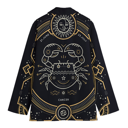Vintage Cancer Zodiac Sign Print Women's Blazer