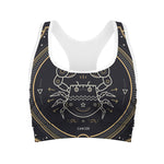 Vintage Cancer Zodiac Sign Print Women's Sports Bra