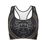Vintage Cancer Zodiac Sign Print Women's Sports Bra