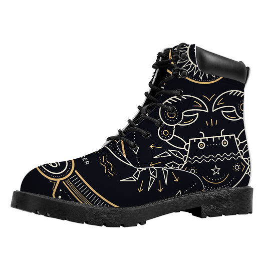 Vintage Cancer Zodiac Sign Print Work Boots