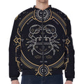 Vintage Cancer Zodiac Sign Print Zip Sleeve Bomber Jacket