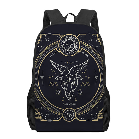 Vintage Capricorn Zodiac Sign Print 17 Inch Backpack