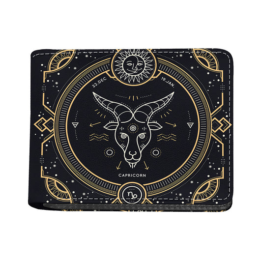 Vintage Capricorn Zodiac Sign Print Bifold Wallet
