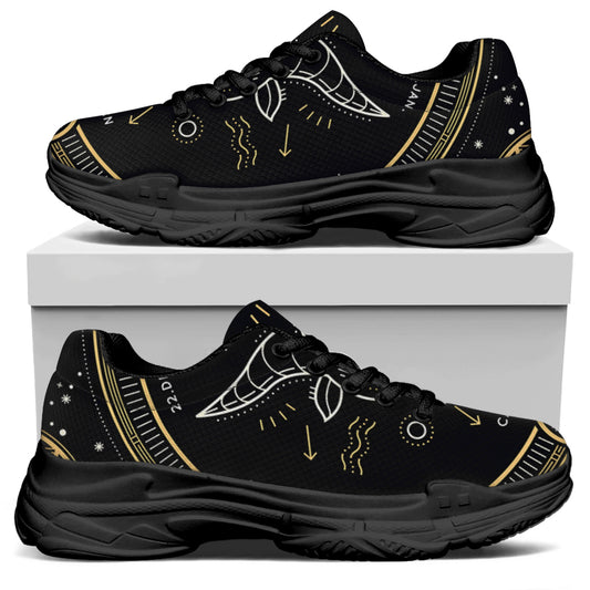 Vintage Capricorn Zodiac Sign Print Black Chunky Shoes