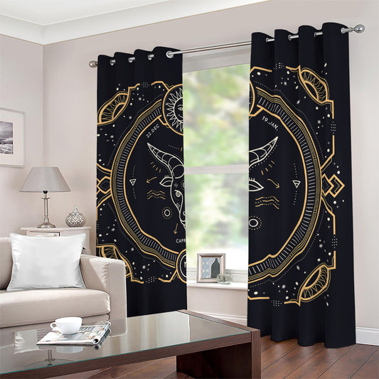 Vintage Capricorn Zodiac Sign Print Blackout Grommet Curtains
